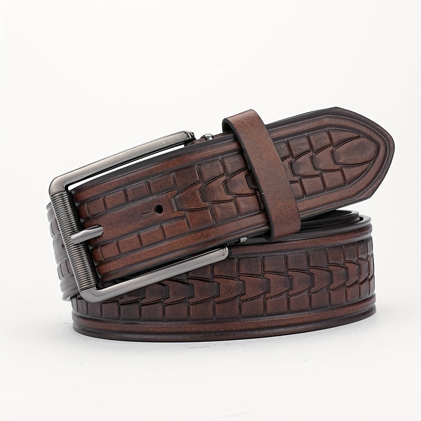 Alloy Buckle PU Striped Belt Accessory For Men