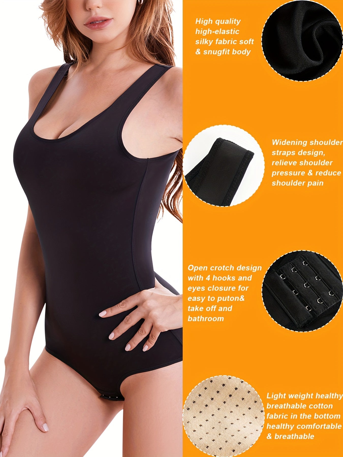 Shapewear Round Neck Tummy Control Jumpsuit Women's Activewear