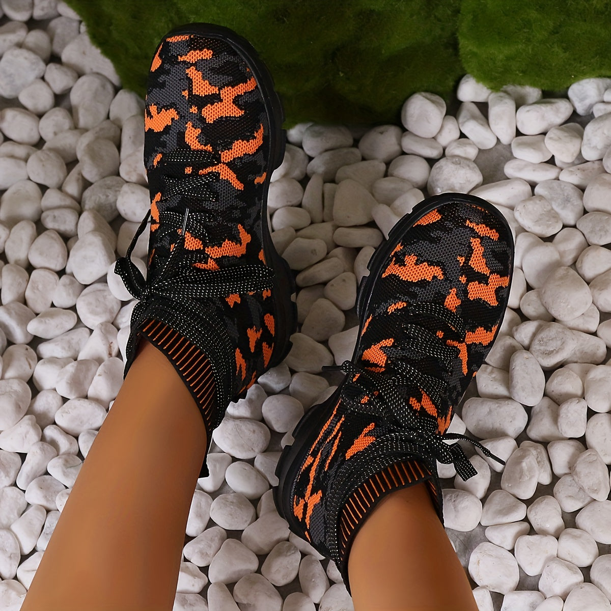 Women's Camo Print High Top Sneakers Breathable Outdoor Running Shoes