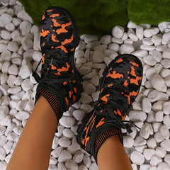 Women's Camo Print High Top Sneakers Breathable Outdoor Running Shoes