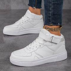 High Top Skate Shoes with Buckle Lace-Up, Anti-Slip Lightweight Sports Sneakers
