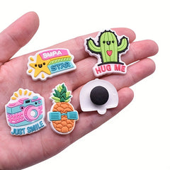 30pcs Cactus Pattern Shoe Charms For Clogs Jibts Bubble Slides Sandals