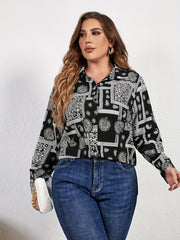 Boho Blouse Women's Plus Paisley & Scarf Print Long Sleeve