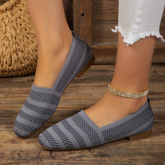 Women's Soft Knit Flat Shoes with Square Toe