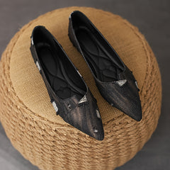 Women's Denim Point Toe Flats Lightweight Walking Shoes