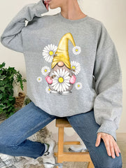 Christmas Daisy Print Crew Neck Sweatshirt
