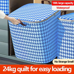 Large Capacity Clothing Storage Bag with Houndstooth Pattern
