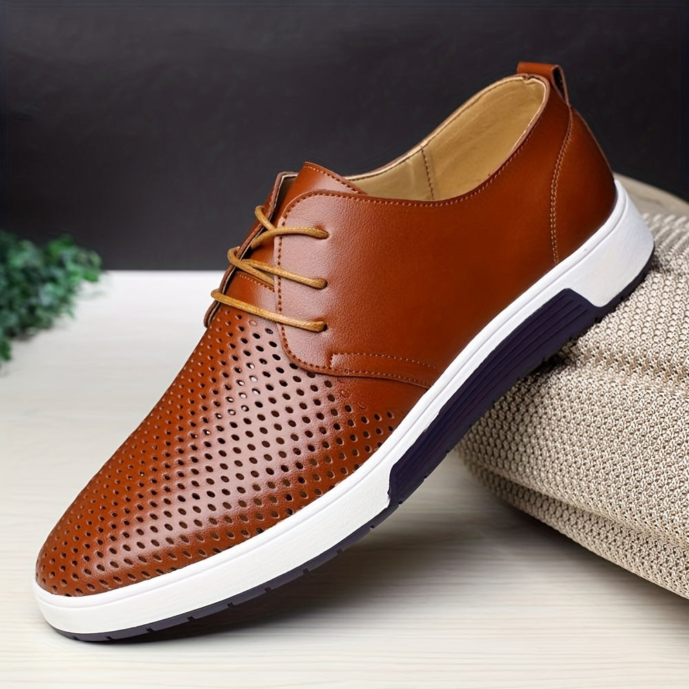 Men's Casual Lace Up Sneakers, Breathable Summer Shoes