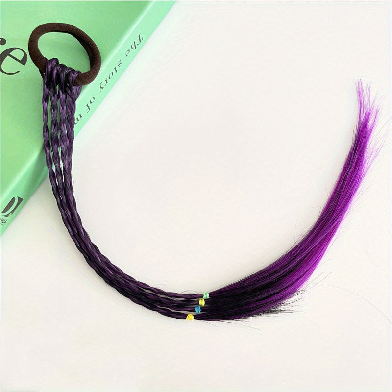 Girls Colorful Wig Braids Ponytail Hair Extension Hair Tie Hair Bands