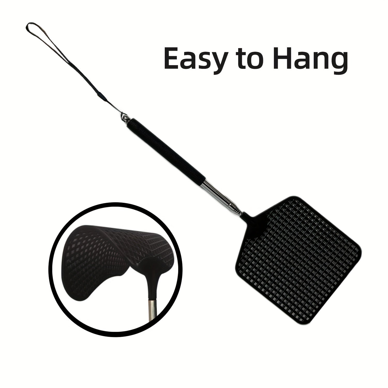 Heavy Duty Telescopic Fly Swatter Durable Plastic & Stainless Steel Handle
