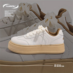 HUANQIU Women's Thick Sole Lace-up Skate Shoes Comfortable Sports Sneakers