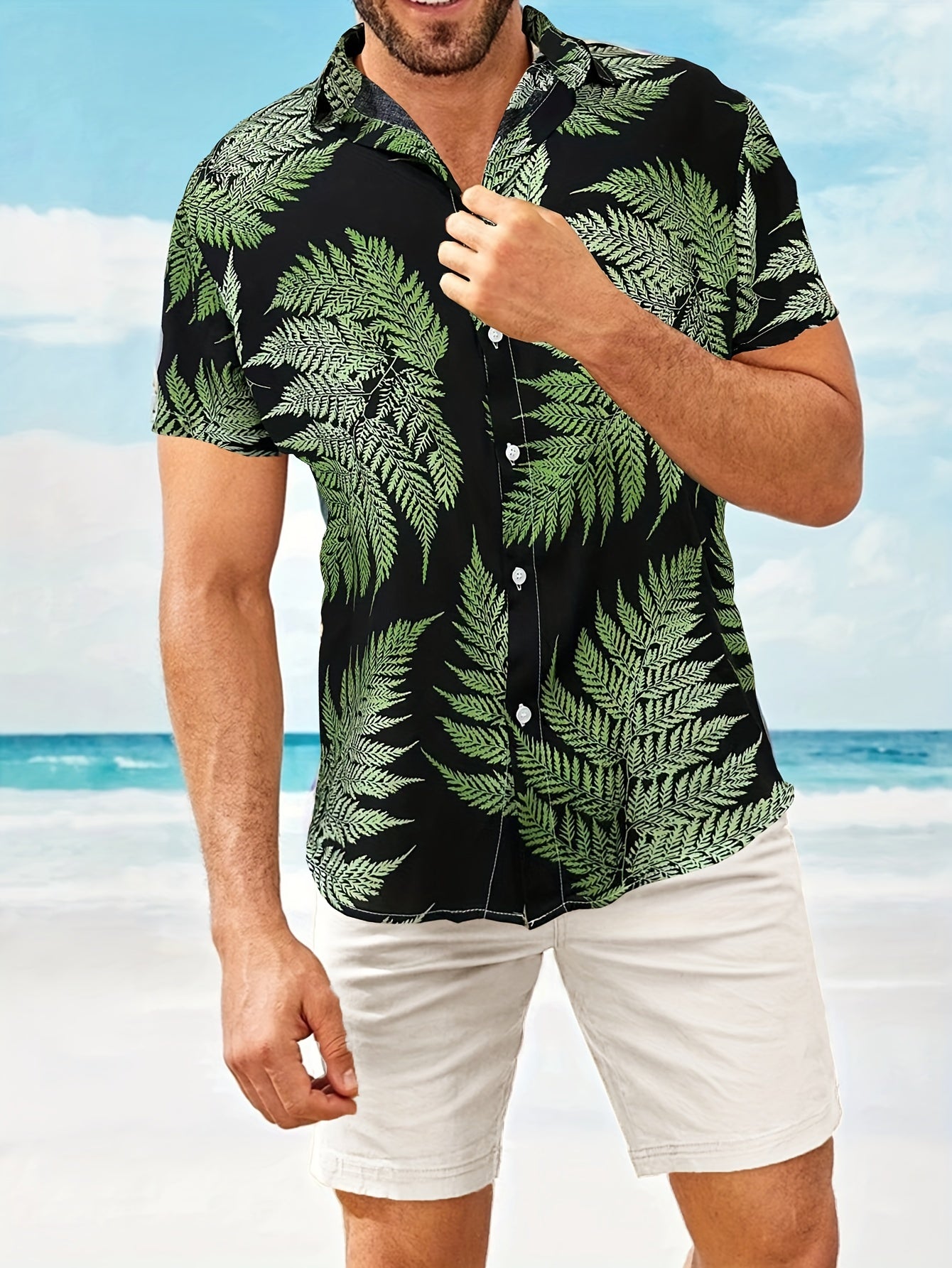 Men's Block Lapel Short Sleeve Shirt