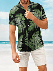 Men's Block Lapel Short Sleeve Shirt