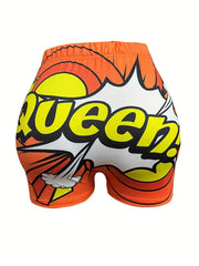 2 Pack Letter Print Elastic Waist Shorts for Spring & Summer