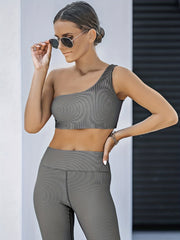 Women's One Shoulder Yoga Set Sports Bra & Shorts Activewear