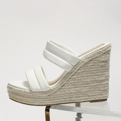 Women's Double Strap Wedge Sandals Espadrille Shoes