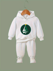 OERYUI Casual Christmas Tree Print Outfits 2pcs Girls Hoodies Jogger Pants Set