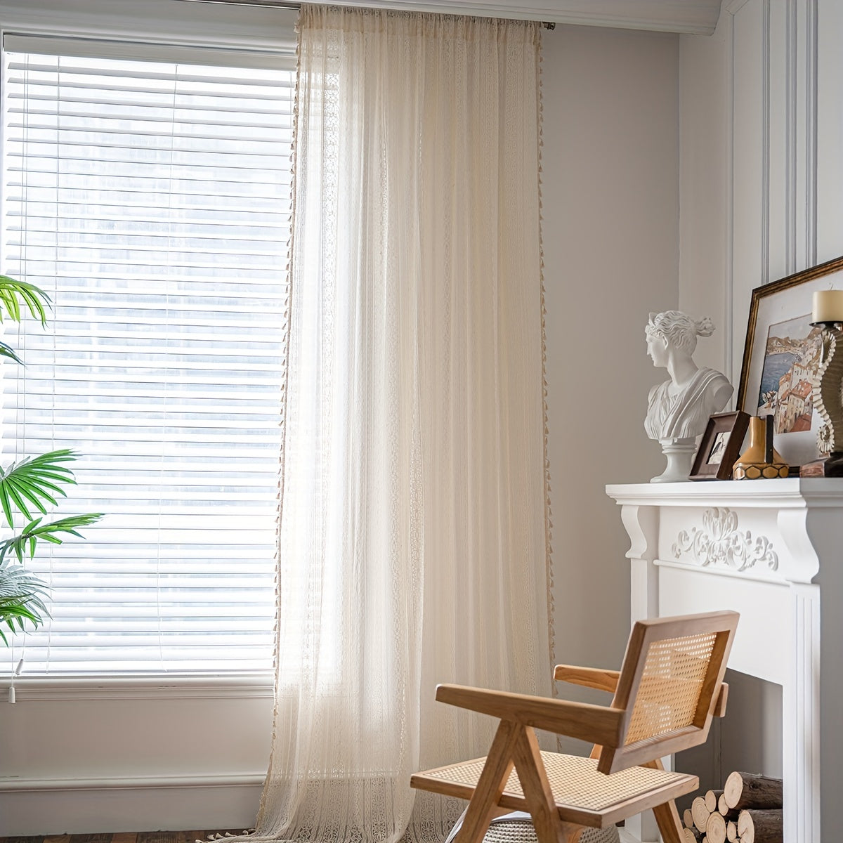 Translucent Boho Macrame Tassels Window Curtain