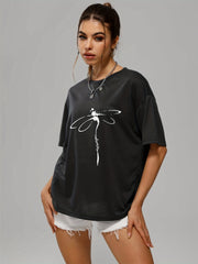 Dragonfly Graphic Casual Loose Sports Top Women's Summer Tops