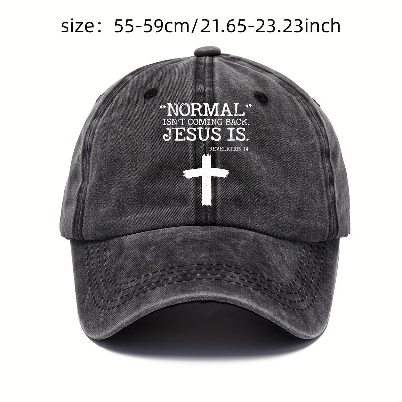 Vintage Cross Print Baseball Cap Distressed Dad Hat for Men Women