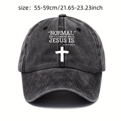 Vintage Cross Print Baseball Cap Distressed Dad Hat for Men Women