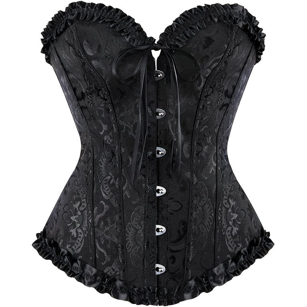 Floral Corset Bow Long Torso Waist Training Underbust Body Shaper