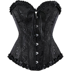 Floral Corset Bow Long Torso Waist Training Underbust Body Shaper