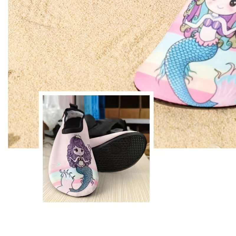 Cartoon Mermaid Water Shoes for Girls, Quick Dry Lightweight