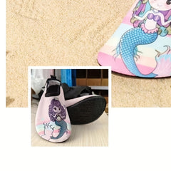 Cartoon Mermaid Water Shoes for Girls, Quick Dry Lightweight
