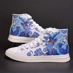 Men's Chinese Mythology High Top Canvas Sneakers with Good Grip