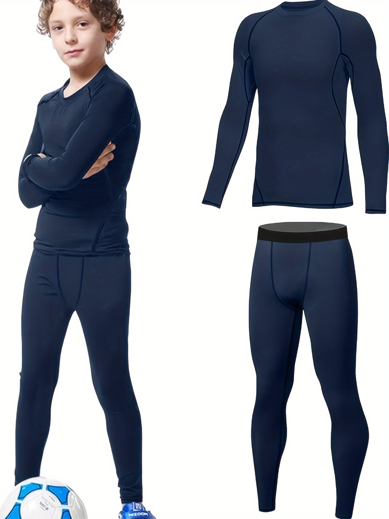 Youth Compression Set Quick Dry Long Sleeve Shirt Shorts Base Layer Pants