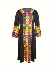 Colorblock Tribal Print Maxi Dress