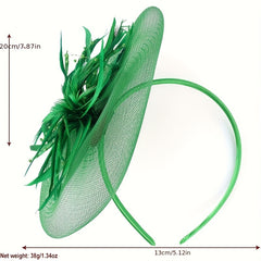 Green Mesh Flower Fascinator Headband 20s Hat Vintage Derby Church Hats