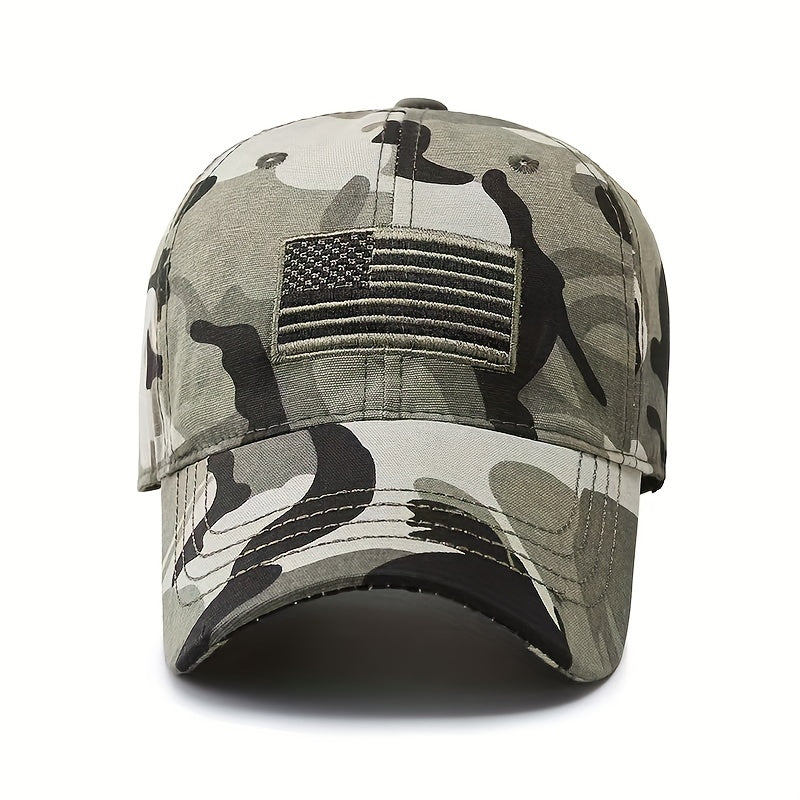 Camouflage Baseball Cap with American Flag Print