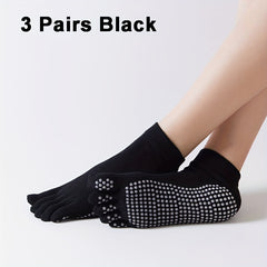 3 Pairs Non Slip Toe Socks Ankle Socks For Women Yoga Pilates Barre Ballet