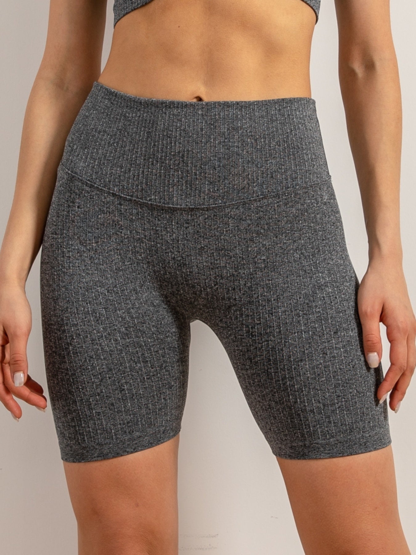 Ribbed High Stretch Sports Shorts Seamless Yoga Fitness Workout Shorts