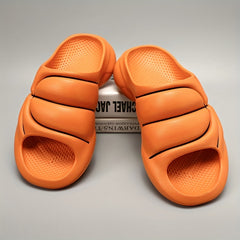 Men's Embossed Slides Casual Non Slip Slippers Open Toe Shoes