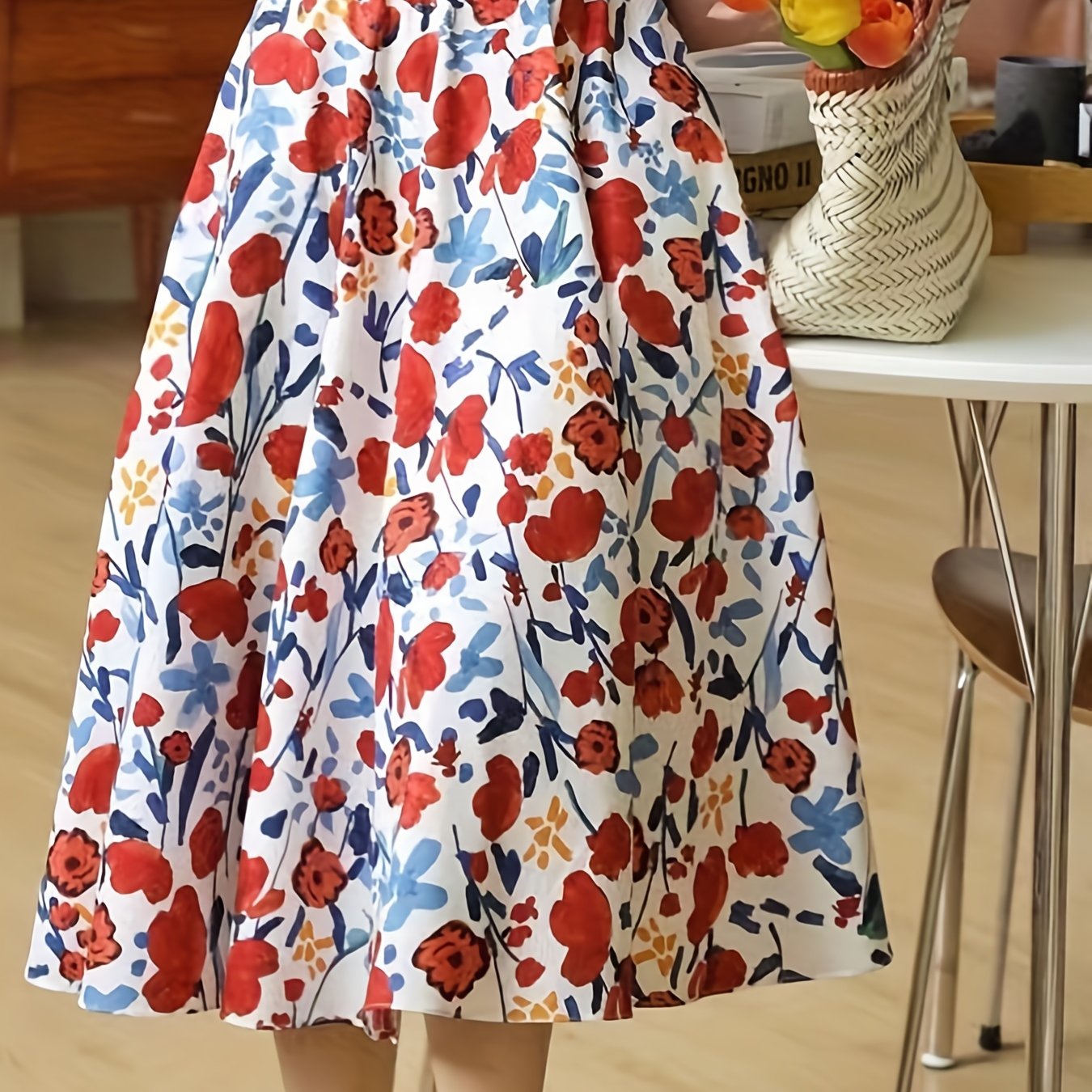 Floral Print A-line Skirt Casual Skirt for Spring & Summer