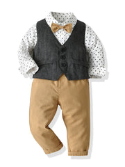 Boys Gentleman Outfit Button Up Shirt Pant Vest