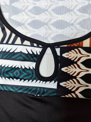 Geometric Print Bell Sleeve Midi Dress