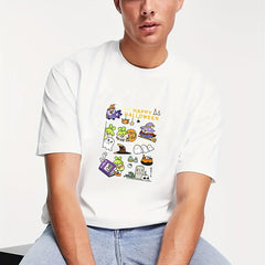 Men's Halloween Doodle Pattern T-shirt Active Tee