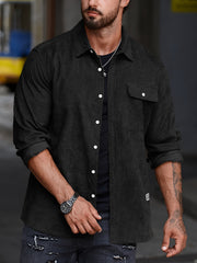 Men's Casual Lapel Shirt Button Up Long Sleeve