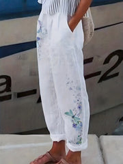 Animal & Floral Print Wide Leg Pants with Pockets