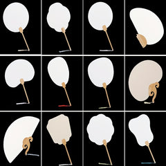 Bamboo Handle Double sided Rice Paper Fan Watercolor Painting Diy Material