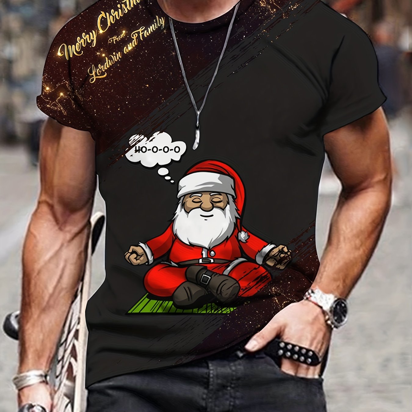 Santa Claus Meditating Print Men's Short Sleeve Tee