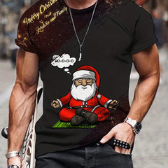 Santa Claus Meditating Print Men's Short Sleeve Tee