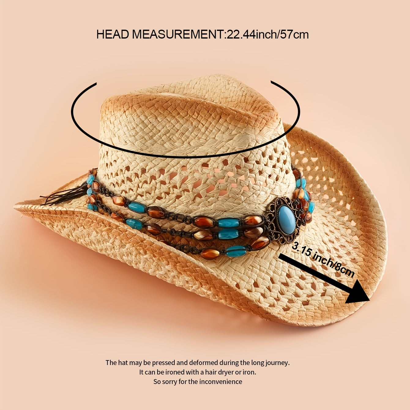 Men's Summer Western Cowboy Straw Beach Hat