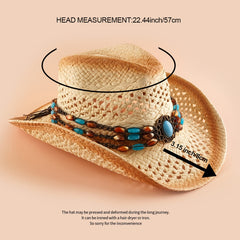 Men's Summer Western Cowboy Straw Beach Hat