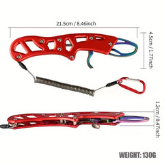 Stainless Steel Fishing Tools Kit Carabiner Spring Rope Fish Lip Gripper