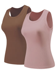 Women's Ribbed Sleeveless Tank Top for Summer Workout